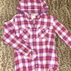 TNA | Plaided Hooded Shirt | XS